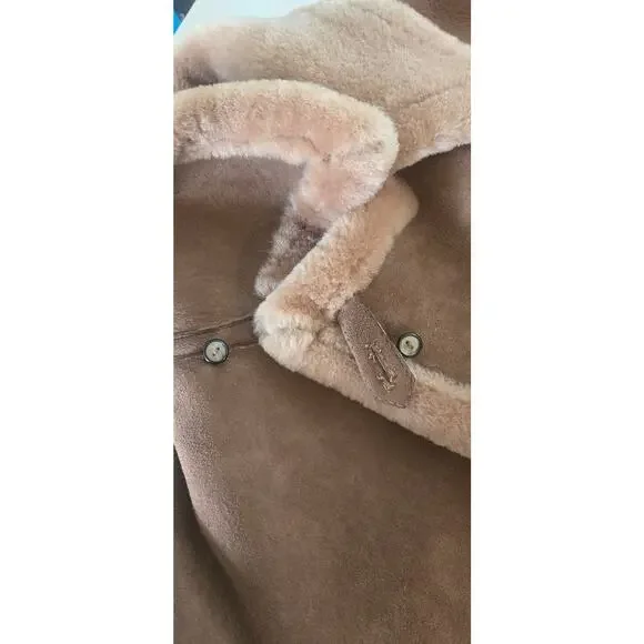 Sheepskin Shop Portland Sheepskin Coat Bone Buttons Vintage Size 40 - Picture 13 of 13